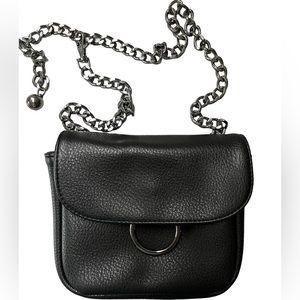 Black pebbled belt bag or crossbody.